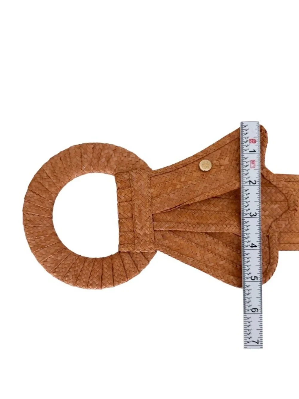 Vintage Woven‎ Straw Oversized Buckle Statement Belt Boho Tropical Resort (S)